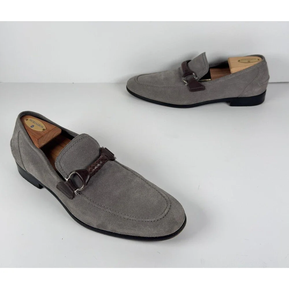 Salvatore Ferragamo Grey Suede Braided Gancini Loafer US 9.5 D